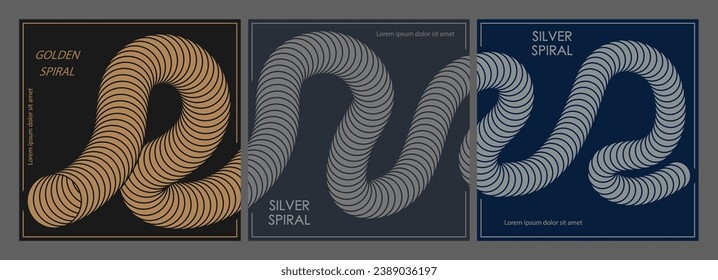 A luxurious spiral. A set of designs for a composite cover, banner, poster. Template for interior decoration, creative ideas, creativity and design