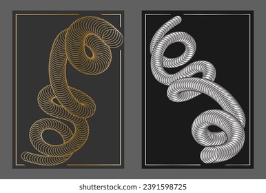 A luxurious spiral. A set of designs for a composite cover, banner, poster. Template for interior decoration, creative ideas, creativity and design