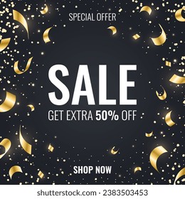 Luxurious square sale banner for web and social media.