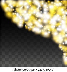 Luxurious Starry Night Design for Banner, Poster, Template, Card, Web, Advertisement, Party or Disco Print. Bokeh Abstract Twinkly Lights.