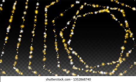 Luxurious Starry Night Design for Banner, Poster, Template, Card, Web, Advertisement, Party or Disco Print. Shiny Circles of Light.