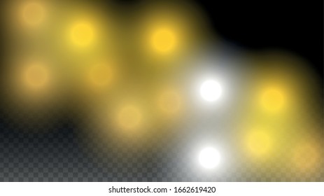 Luxurious Starry Night Design for Banner, Poster, Template, Card, Web, Advertisement, Party or Disco Print. Bokeh Abstract Twinkly Lights.