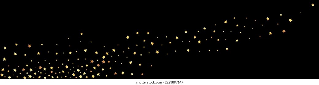 Luxurious Stroke Vector Black Panoramic Background. Gold Glitter Golden Illustration. Confetti Rich Wallpaper. Shavings Holiday Design.