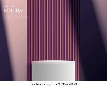Luxurious stylish podium mockup. Studio showroom pedestal, showcase mockup stage. 3d vector podium for product presentation.