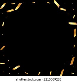 Luxurious Swirl Vector Black Background. Bright Serpentine Festive Invitation. Confetti Light Texture. Shavings Holiday Postcard.