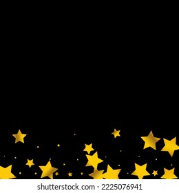 Luxurious Swirl Vector Black Background. Gold Starfall Modern Texture. Splash Festive Design. Star Light Illustration.