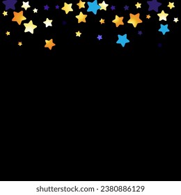 Luxurious Swirl Vector Black Background. Gold Night sky Bridal Illustration. Stars Isolated Design. Splash Bright Postcard.