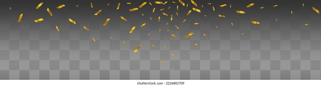 Luxurious Swirl Vector Transparent Panoramic Background. Golden Glitter Golden Texture. Serpentine Paper Postcard. Confetti Anniversary Invitation.