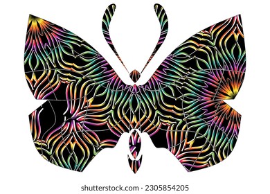 Luxurious symmetrical colourful butterfly design illustration for wallpaper background ads or clothing 