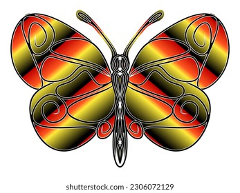 Luxurious symmetrical colourful butterfly design illustration for wallpaper background ads clothing logo 
