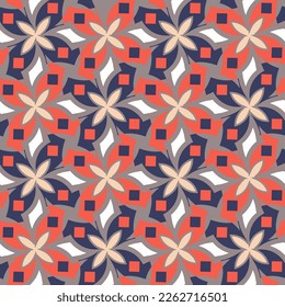 Luxurious tiled seamless pattern. Overlapping art forms, stripes, polygons, segments are grouped and arranged in a certain order. Vector. 