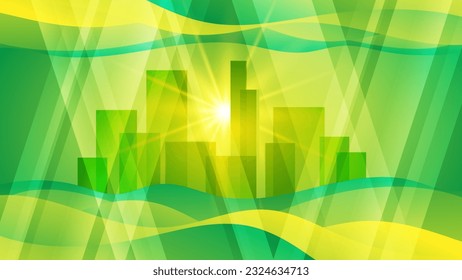 Luxurious urban background in yellow-green tones. A beautiful illustration for corporate designs, blogs, postcards, posters and your other projects. Vector. 