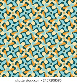 Luxurious variegated seamless pattern. Overlapping art forms, stripes, polygons, segments are grouped and arranged in a certain order. Vector. 