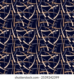 Luxurious variegated seamless pattern with overlapping stripes. Vector illustration for print, fabric, cover, packaging, interior decor, blog decoration and other your projects.
