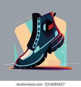 Luxurious Vector Art Illustration of blue and red boot shoes with a futuristic design