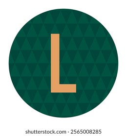 A luxurious vector illustration of the letter L in gold set against a green background with a geometric triangle pattern. Ideal for branding, logos, and premium design projects.