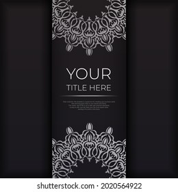 Luxuriöse Vektorpräparation von Postkarten in schwarzer Farbe mit Vintage-Ornamenten. Vorlage für Design druckbare Einladungskarte mit mandala Mustern.