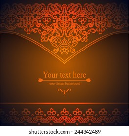 luxurious Victorian retro background, pattern with curls for your creativity, a template for a flyer or invitation, frame, envelope, gift card. vector illustration