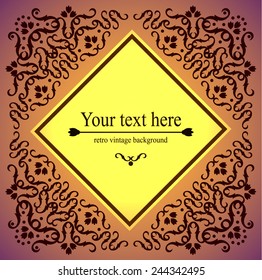 luxurious Victorian retro background, pattern with curls for your creativity, a template for a flyer or invitation, frame, envelope, gift card. vector illustration