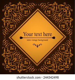 luxurious Victorian retro background, pattern with curls for your creativity, a template for a flyer or invitation, frame, envelope, gift card. vector illustration