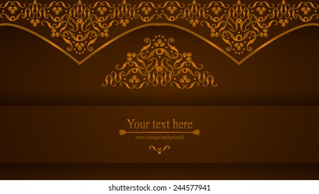 luxurious Victorian retro background, pattern with curls for your creativity, a template for a flyer or invitation, envelope, gift card. vector illustration