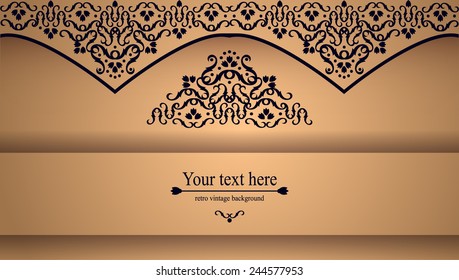 luxurious Victorian retro background, pattern with curls for your creativity, a template for a flyer or invitation, envelope, gift card. vector illustration