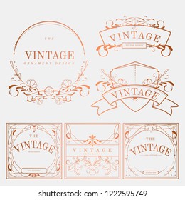 Luxurious vintage art nouveau badge vector set