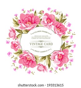 Luxurious vintage card of color peony . Vector illistration.