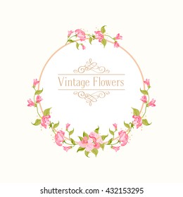 Luxurious vintage card with spring flowers bouquet. Vector illustration