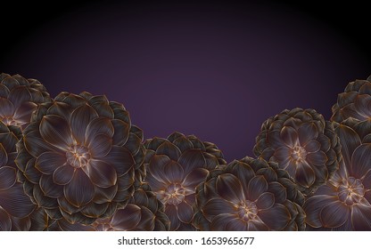 Luxurious vintage pattern with golden flowers dahlia.