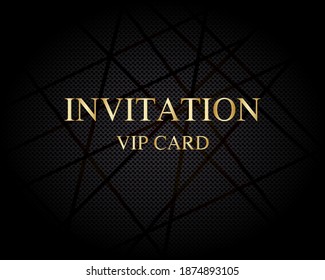 Luxurious VIP Invitation template with black lines on background and gold golden text. Premium class design for Gift certificate, Voucher, Gift card