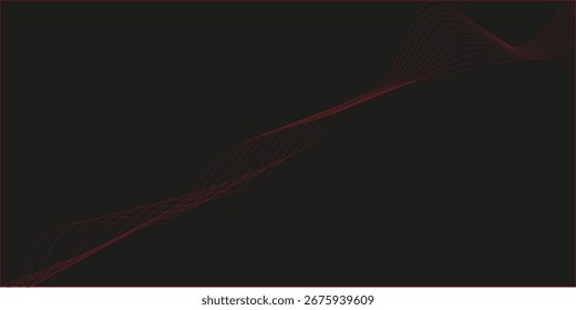 Luxurious and Vivid Red Gradient Wave Lines Sweeping Across a Black Background, Creating Depth and Movement for Premium Templates, Posters, or Backgrounds