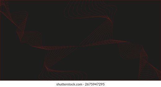 Luxurious and Vivid Red Gradient Wave Lines Sweeping Across a Black Background, Creating Depth and Movement for Premium Templates, Posters, or Backgrounds