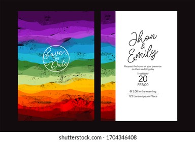 luxurious wedding invitations with rainbow colors