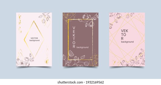 Lujoso conjunto de invitaciones de boda, gratitud, certificado. Diseño moderno de tarjeta rsvp rosa vectorial con flores decorativas.