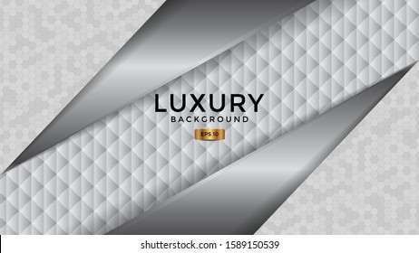 Luxurious white abstract background with silver line and textured background. overlap layer. Eps 10