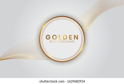 Luxurious White Background With Circle & Lines Gold