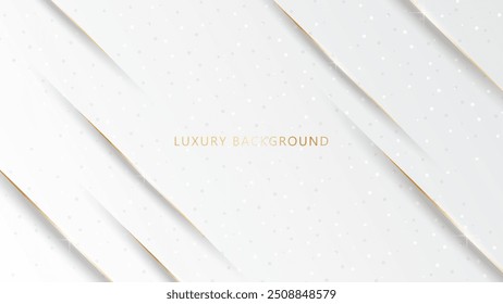 Fundo branco luxuoso com linhas de ouro e ilustrações cintilantes