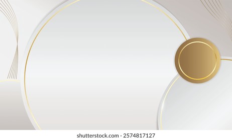 A luxurious White background with round circle premium royal style, Abstract gold circle lines on white background, luxury template background