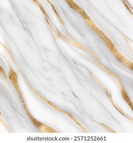 Luxurious white Carrara marble on a marble background. Calacatta glossy marble with golden stripes