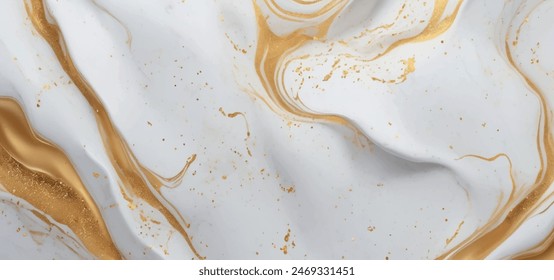 Luxurious white Carrara statuaries marble texture background. Calacatta glossy marble with golden streaks. Luxury White Gold Marble texture background vector. Panoramic Marbling texture design.