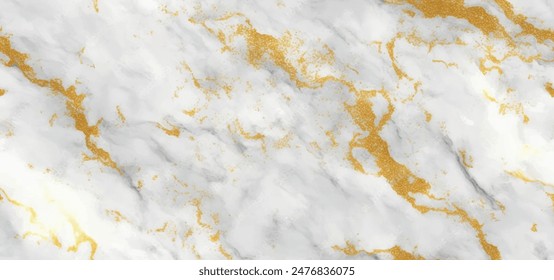 Lujosas estatuas de Carrara blancas con textura de mármol de fondo. Mármol brillante de Calacatta con rayas doradas. Vector de fondo de textura de mármol blanco de lujo. Diseño de textura de mármol panorámico.