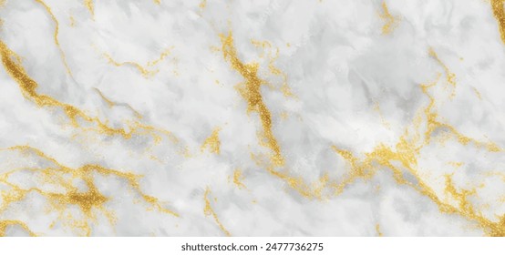 Lujosas estatuas de Carrara blancas con textura de mármol de fondo. Mármol brillante de Calacatta con rayas doradas. Vector de fondo de textura de mármol blanco de lujo. Diseño de textura de mármol panorámico.