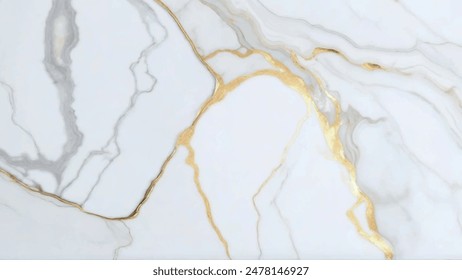 Luxurious white Carrara statuaries marble texture background. Calacatta glossy marble with golden streaks. Luxury White Gold Marble texture background vector. Panoramic Marbling texture design.