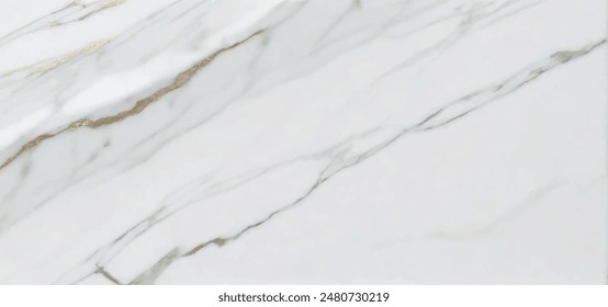 Luxurious white Carrara statuaries marble texture background. Calacatta glossy marble with golden streaks. Luxury White Gold Marble texture background vector. Luxurious floor marbling texture design.