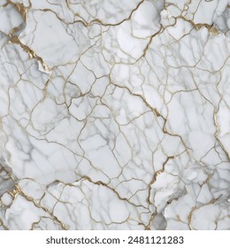 Luxuriöse weiße Carrara Statuen Marmor Textur Hintergrund. Calacatta glänzender Marmor mit goldenen Streifen. Luxus Weiß Gold Marmor Textur Hintergrund Vektorgrafik. Luxuriöses Bodenmarmortextur-Design.