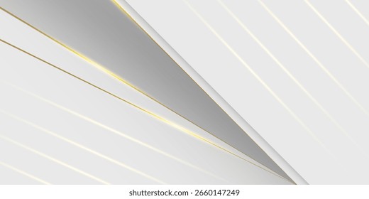Lujoso fondo blanco y dorado con líneas de oro y estilo de recorte de papel. Fondo gris y dorado de Premium para premios, nominaciones y ceremonias.