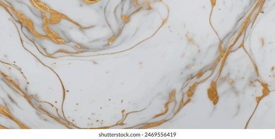 Lujoso fondo de mármol blanco y dorado texturizado. Mármol italiano de lujo de Carrara para suelo. Mármol de ónix pulido de diseño Abstractas con efecto de salpicadura dorada de alta resolución.