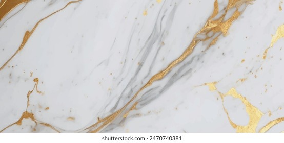 Lujoso fondo de mármol blanco y dorado texturizado. Mármol italiano de lujo de Carrara para suelo. Mármol de ónix pulido de diseño Abstractas con efecto de salpicadura dorada de alta resolución.