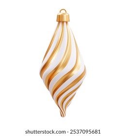 Luxurious white and gold round Christmas ornament. Vector decoration on a white background, ideal for print materials and greeting card designs